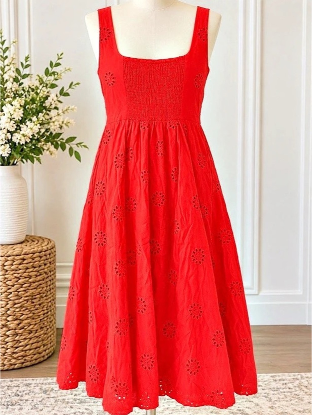 Free Assembly Eyelet Maxi Dress in Red Size XS